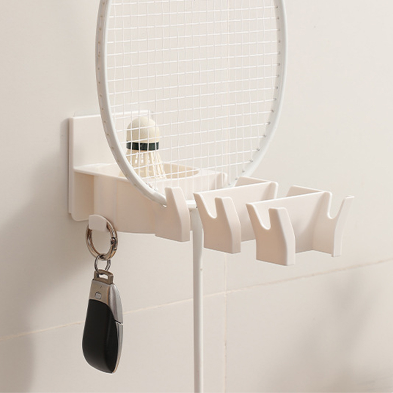 Badminton Png - ที่แขวนไม้แบดมินตันติดผนังแบบไม่ต้องเจาะ พร้อมตะขอแขวนลูกบอล ช่องเก็บ 3 ช่องสำหรับไม้เทนนิส พิคเคิลบอล
