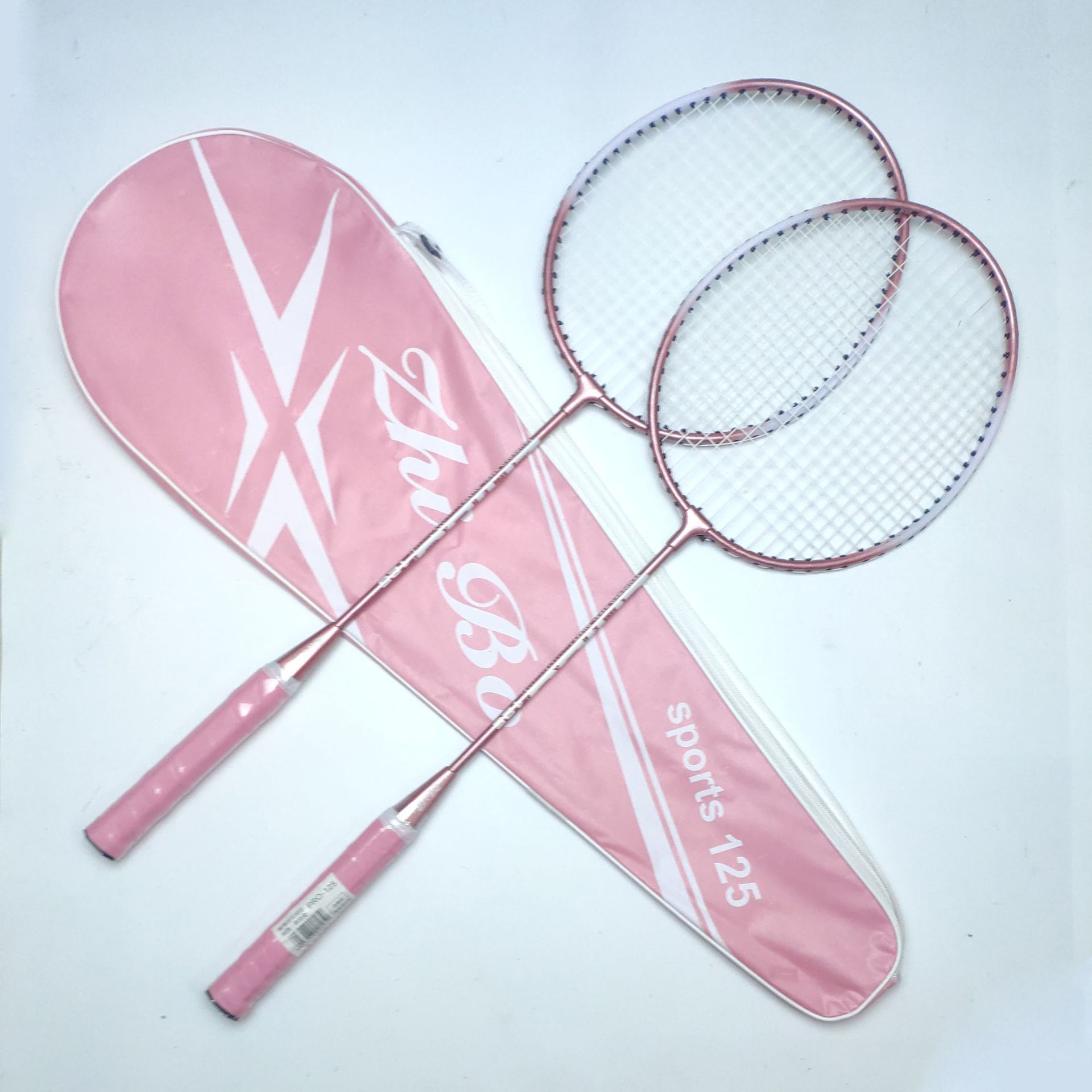 Badminton Background - ไม้แบดมินตันสีชมพูแท้พร้อมโครงเหล็กอัลลอยด์แบบแยกส่วน ชุดฝึกซ้อมสำหรับคู่รัก เหมาะสำหรับผู้เริ่มต้นและผู้รักสุขภาพ